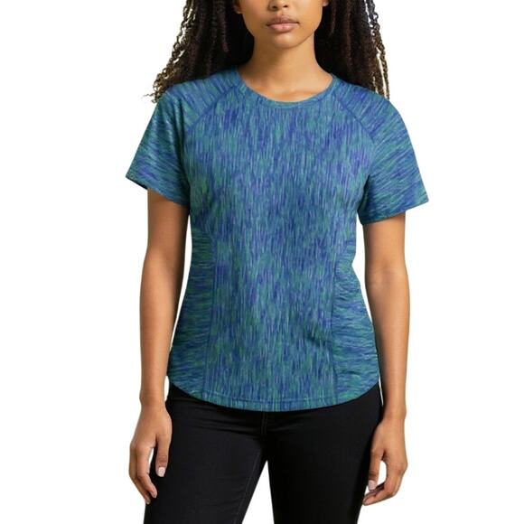 Velocity Tops - Velocity marled green blue athletic tee size S short sleeve round neckline